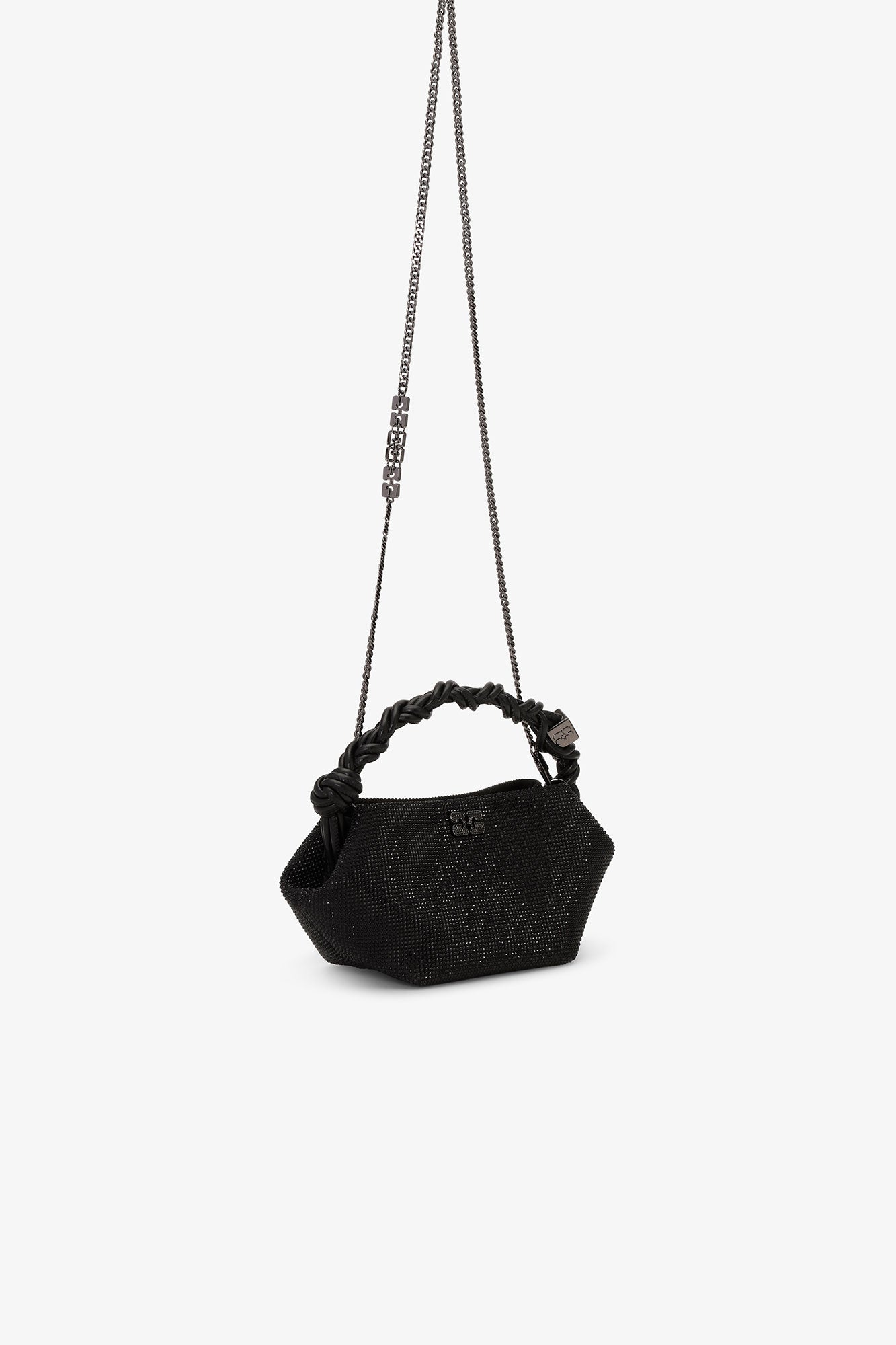 Satin Strass Mini Bou Bag | Black