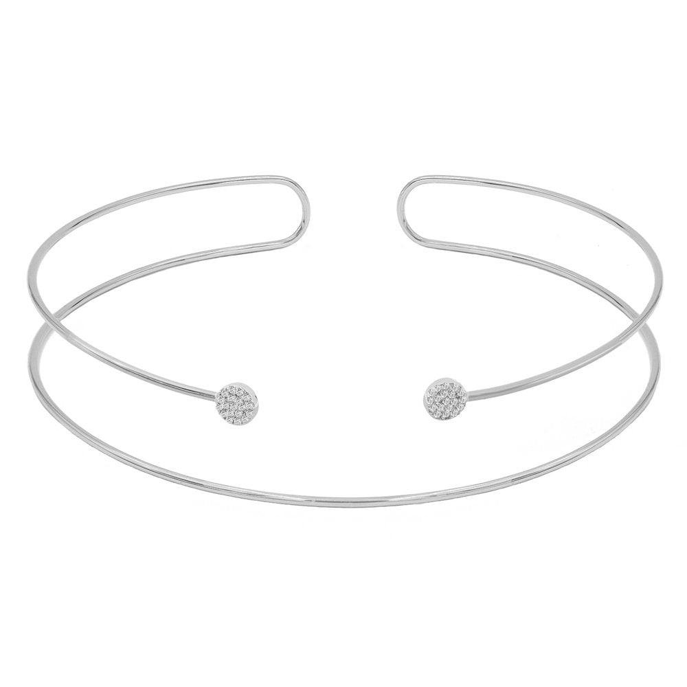 Pave Disc Slip-On Choker - Am Markdown 1112 | Rhodium-Plated Brass