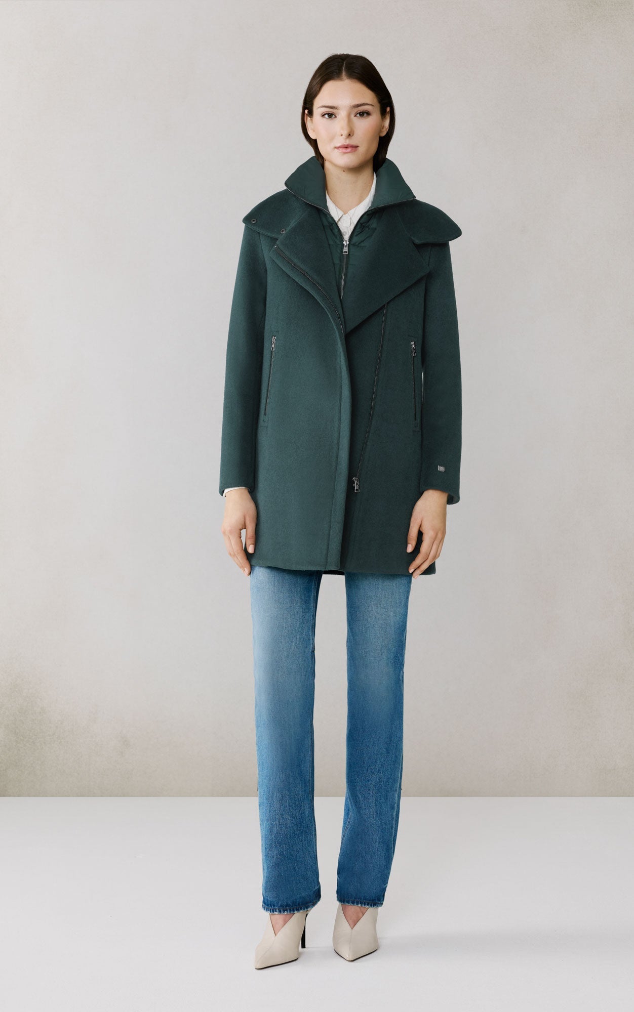 Abbi Coat With Bib In Wool | Midnight Forest
