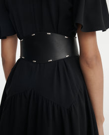 High-Waist Belt With Rivets | Women | Black