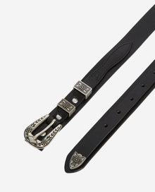 Thin Smooth Leather Belt | Women | Black