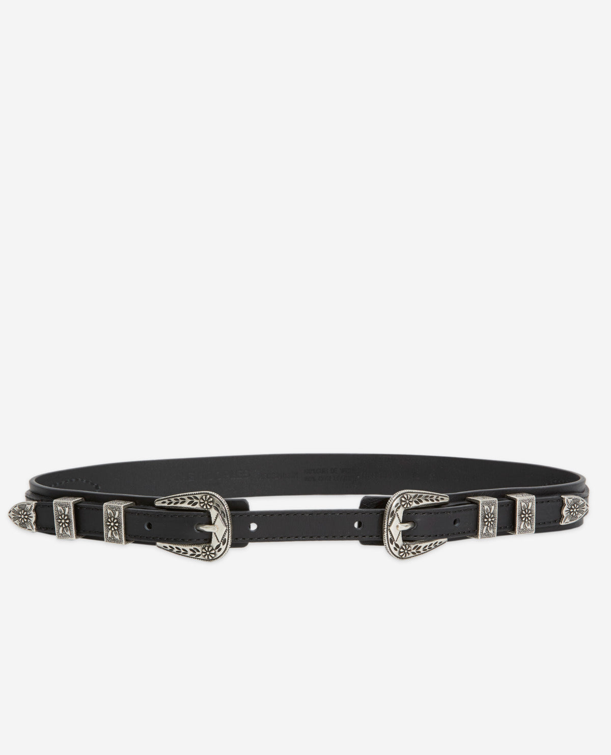 Thin Grained Leather Belt | Women | Black