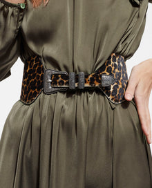 Wide Print Leather Belt | Women | Leopard