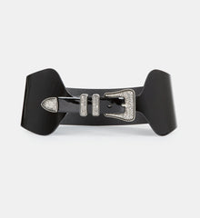 Wide Vinyl Style Leather Belt | Women | Black