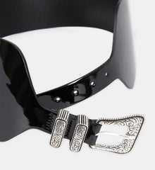 Wide Vinyl Style Leather Belt | Women | Black