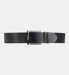 Leather Belt With Chain Buckle | Women | Black