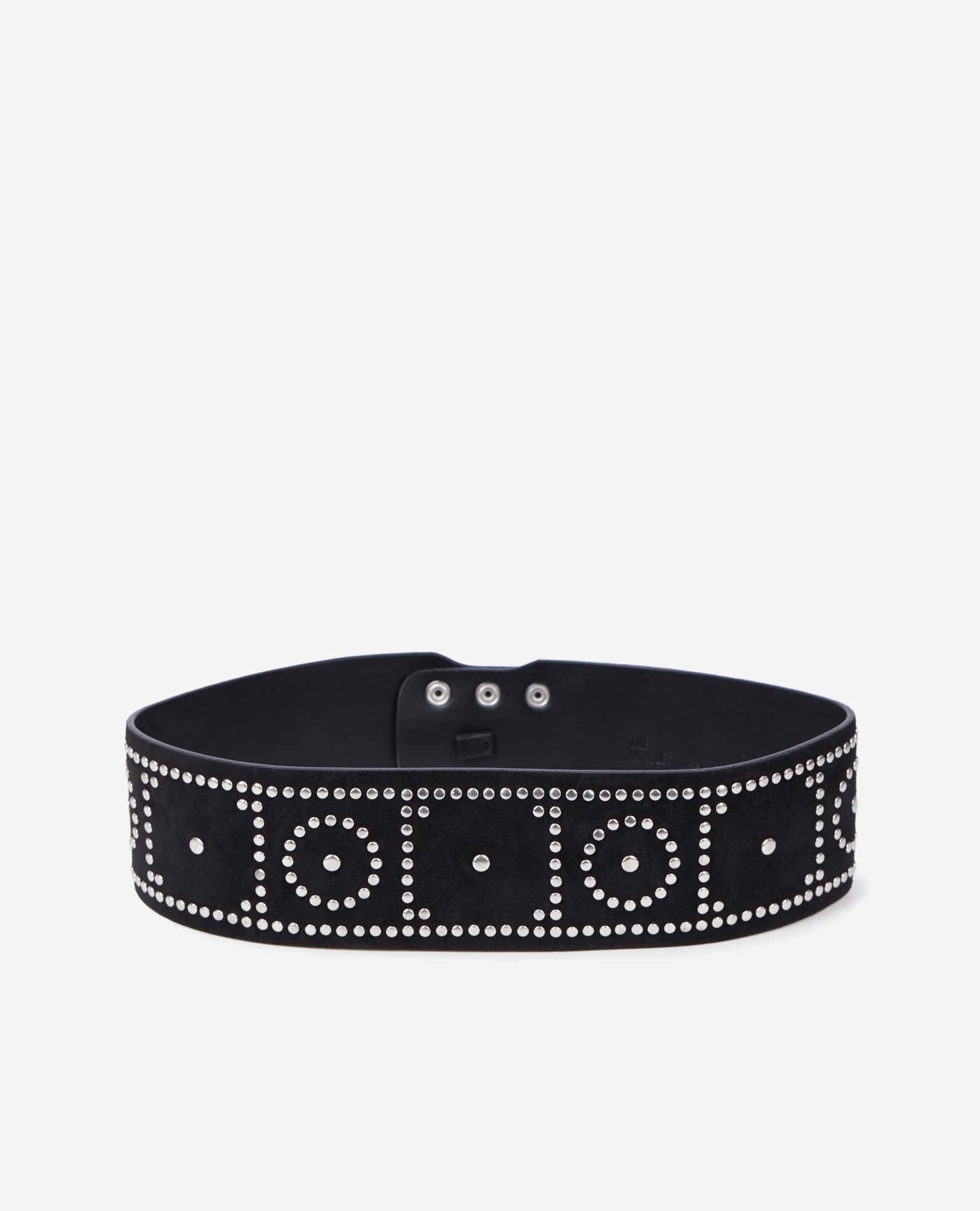 Wide Leather Belt With Studs | Women | Black