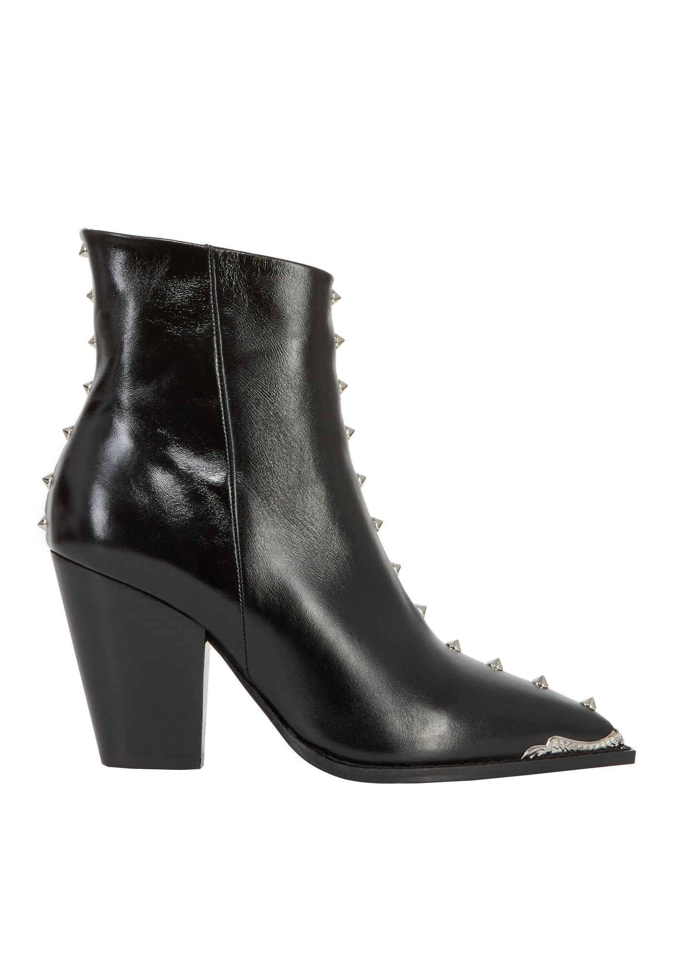 Leather Ankle Boots With Studs | Women | Black