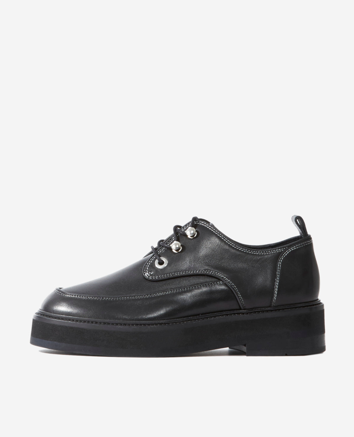 Leather Derbies With Topstitching | Women | Black