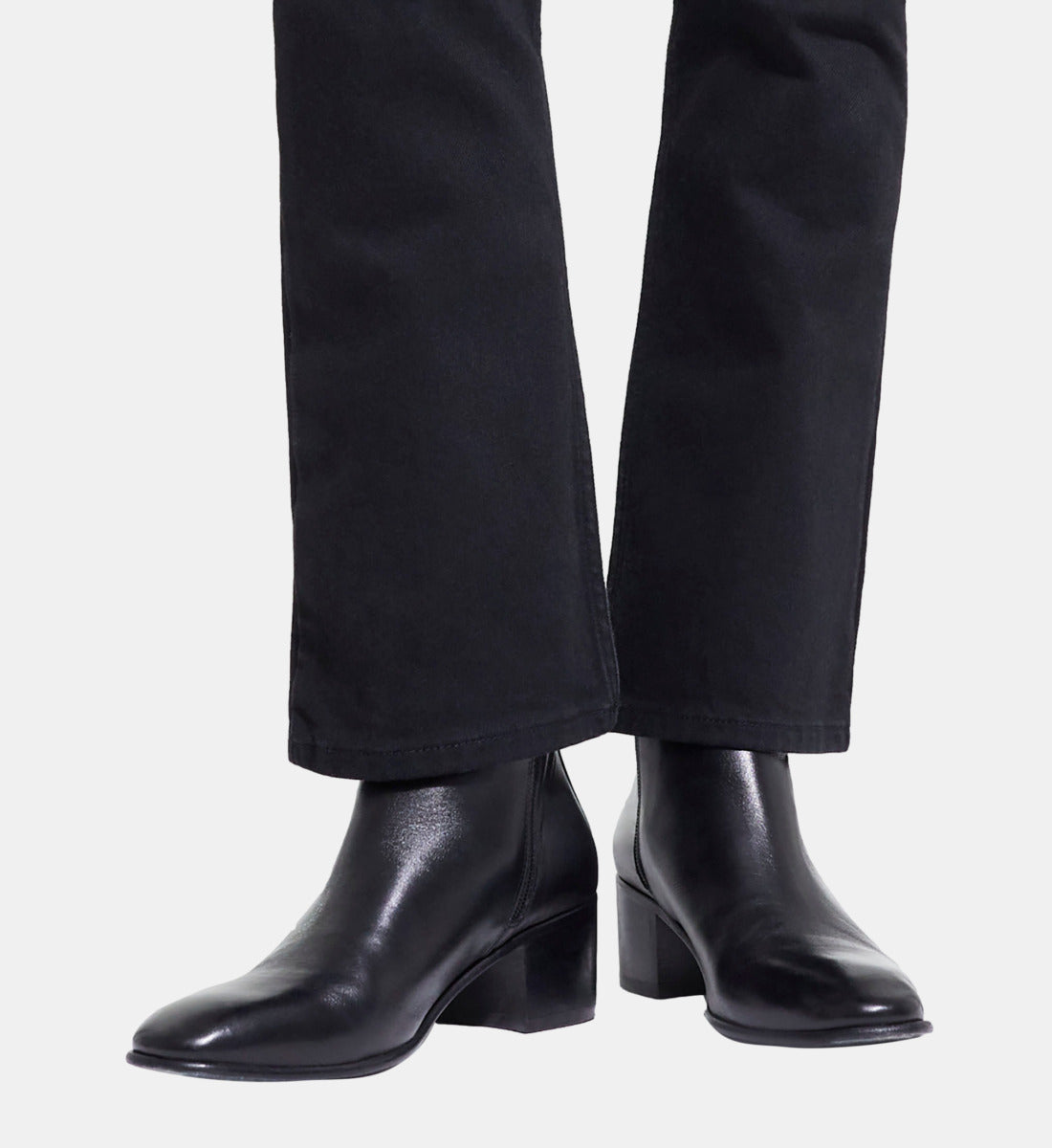 Square Heel Leather Boots | Women | Black