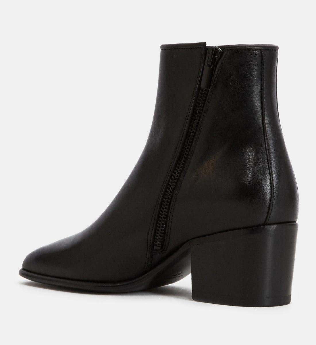 Square Heel Leather Boots | Women | Black