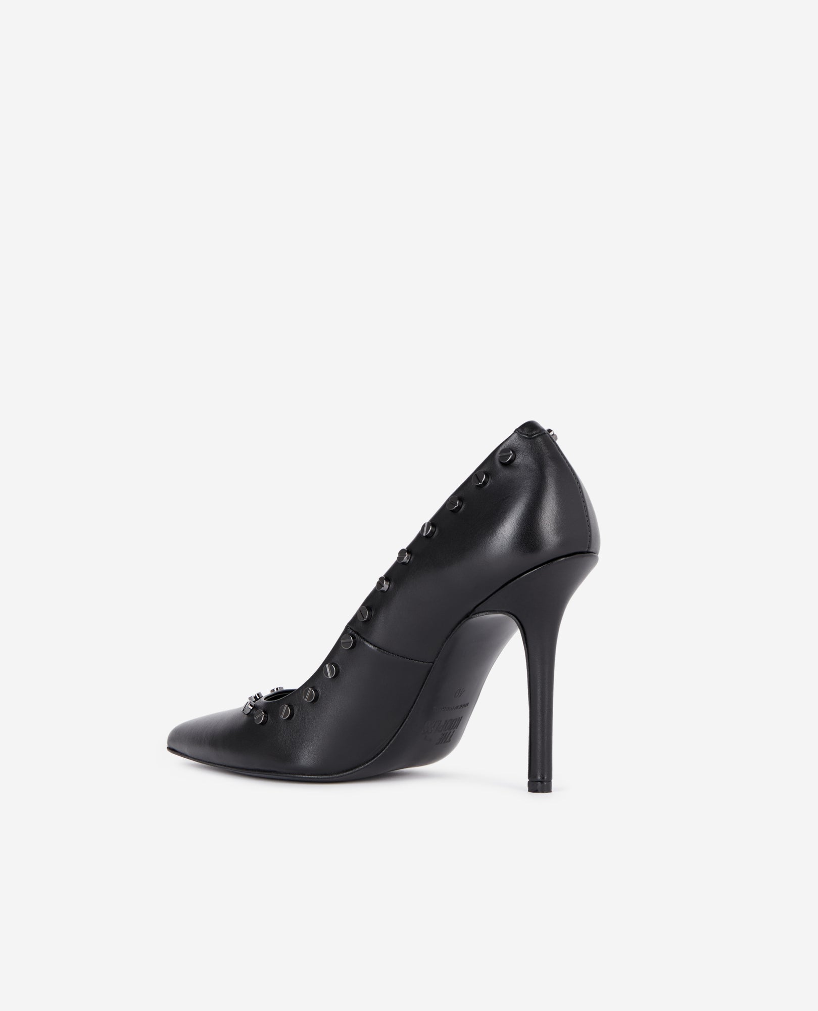 Leather Heeled Stilettos With Studs | Women | Black