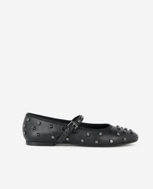 Leather Ballerinas With Studs | Women | Black