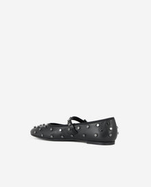 Leather Ballerinas With Studs | Women | Black