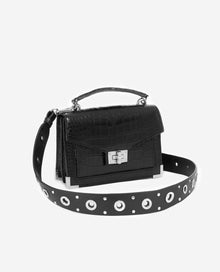 Leather Handle With Eyelets | Women | Black x Silver