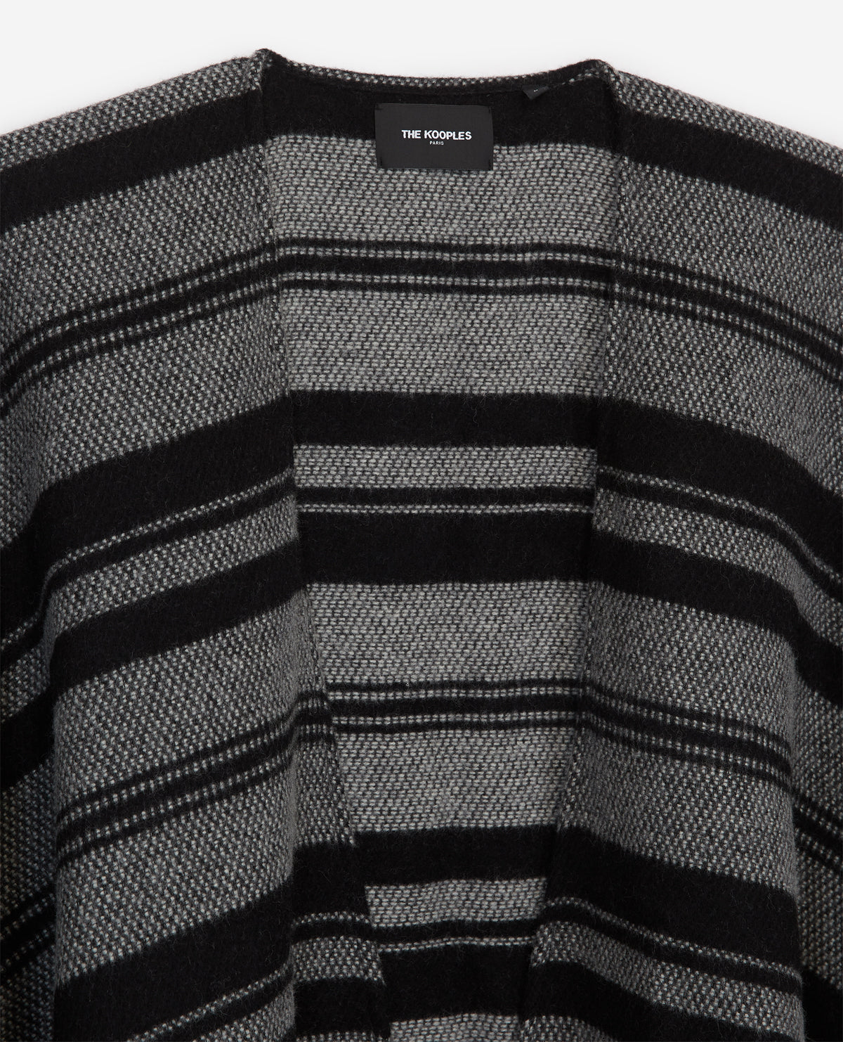 Poncho With Stripes | Women | Black Grey