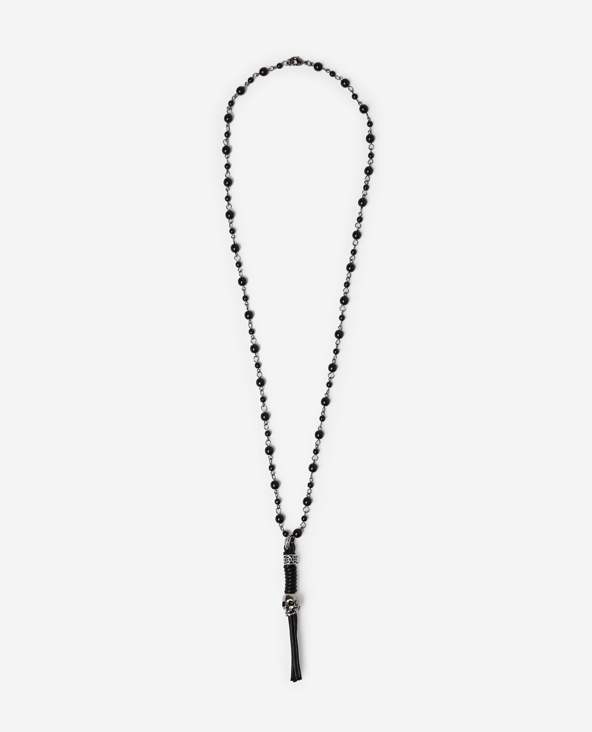 Pearl Necklace With Silver Skull | Women | Black