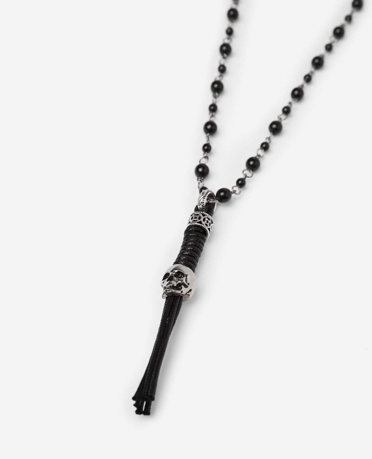 Pearl Necklace With Silver Skull | Women | Black