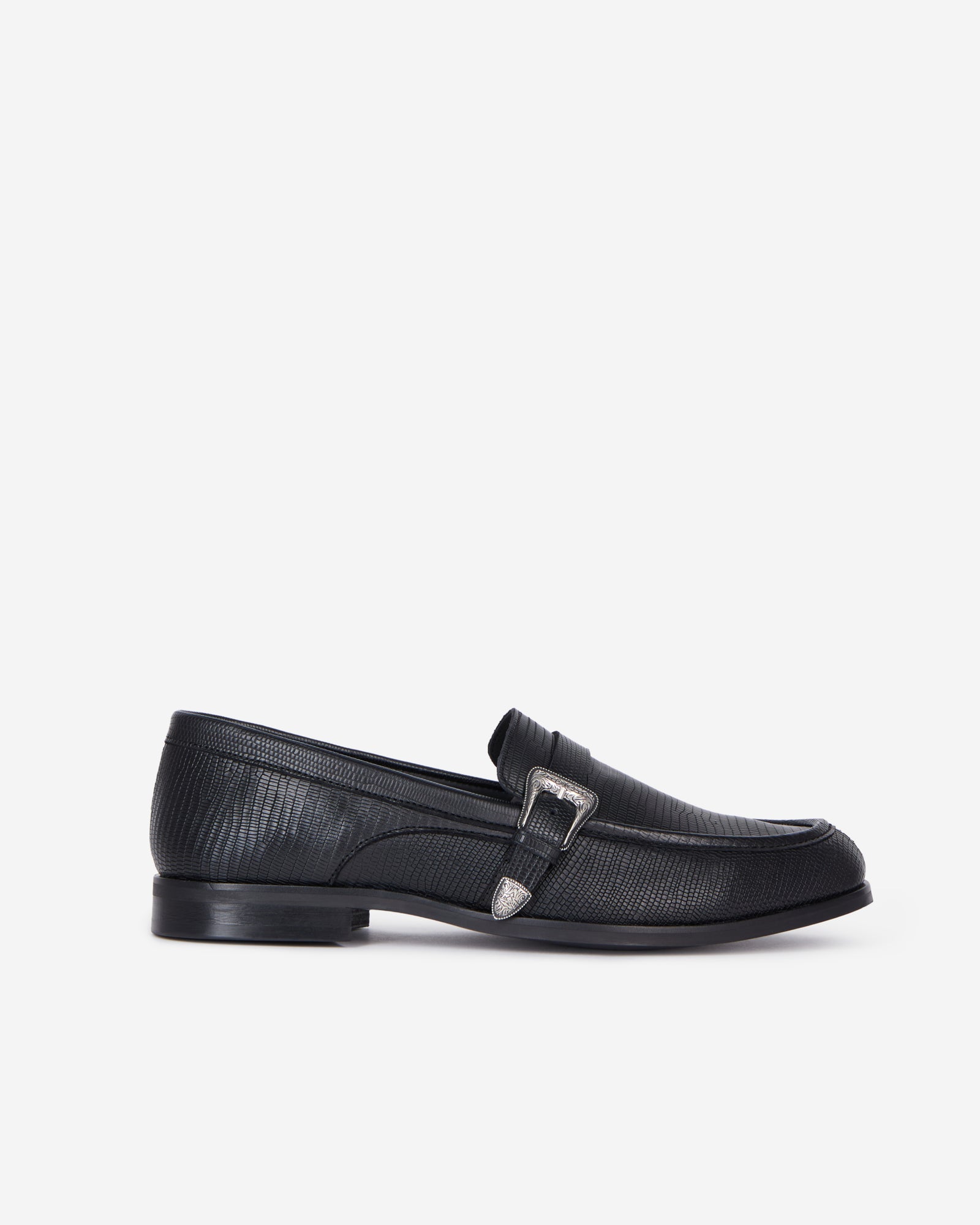 Leather Loafers With Western Buckle | Women | Black