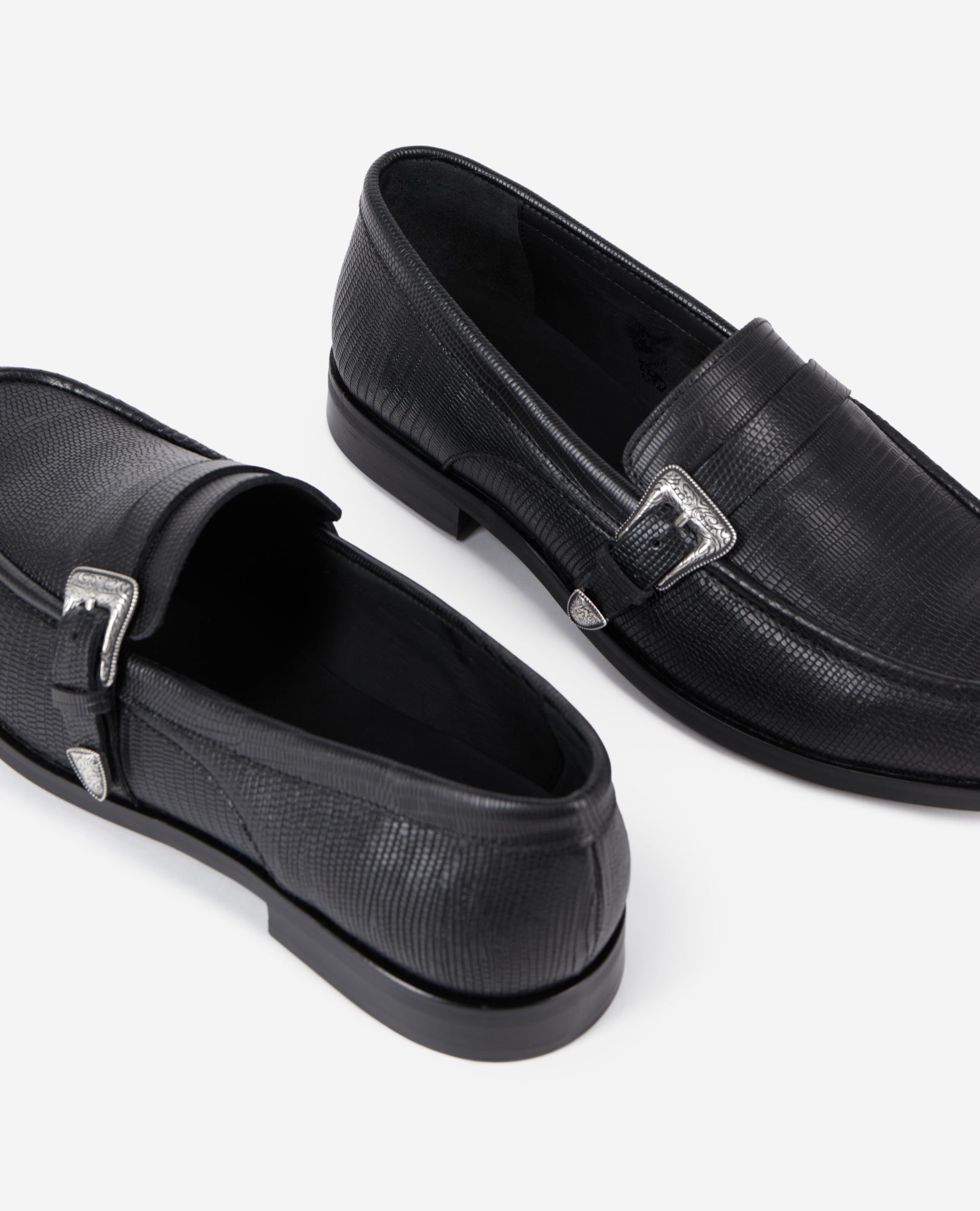 Leather Loafers With Western Buckle | Women | Black