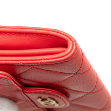 Chanel | Pre-Owned Quilted Lambskin Flap Card Holder on Chain | Red