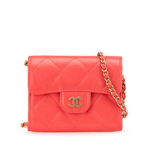 Chanel | Pre-Owned Quilted Lambskin Flap Card Holder on Chain | Red