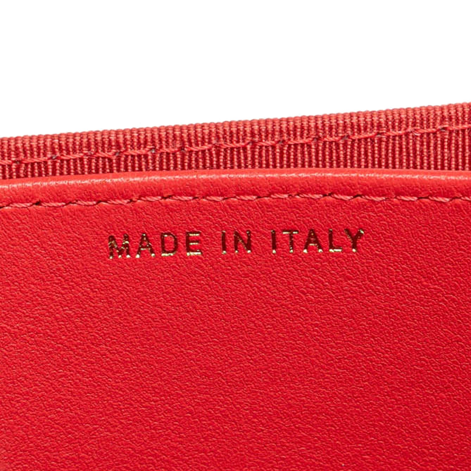 Chanel | Pre-Owned Quilted Lambskin Flap Card Holder on Chain | Red