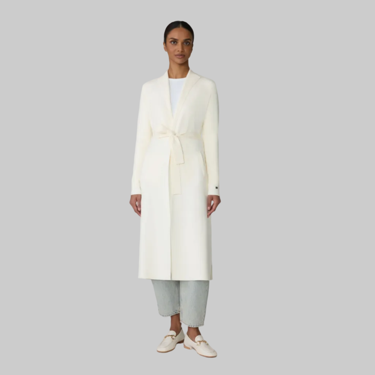 Aliciana Long Cardigan With Belt | Powder