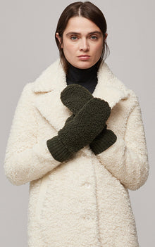 Alina Sustainable Faux Sherpa Puffer Mittens | Cedar