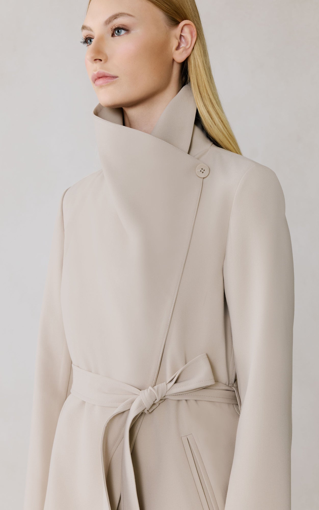 Alondra Soft Drape Trench | Mist