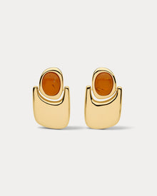 The Amber Honey Resin Statement Earrings | Gold