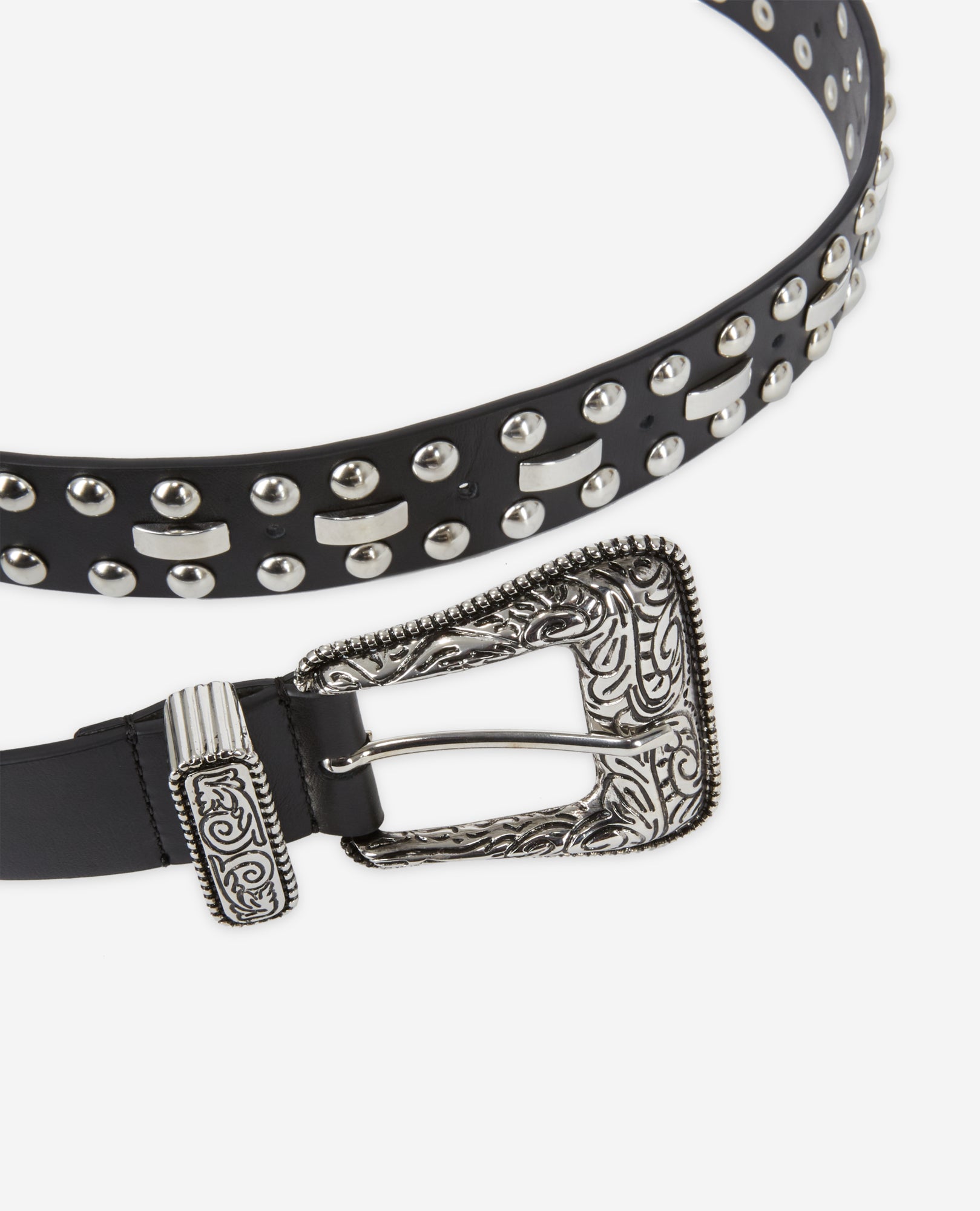 Leather Belt With Studs | Women | Black