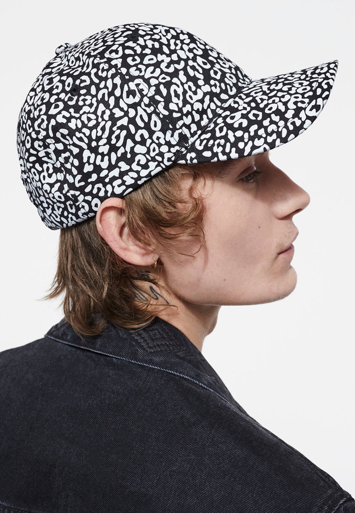 Leopard Print Cap | Women | Black x White