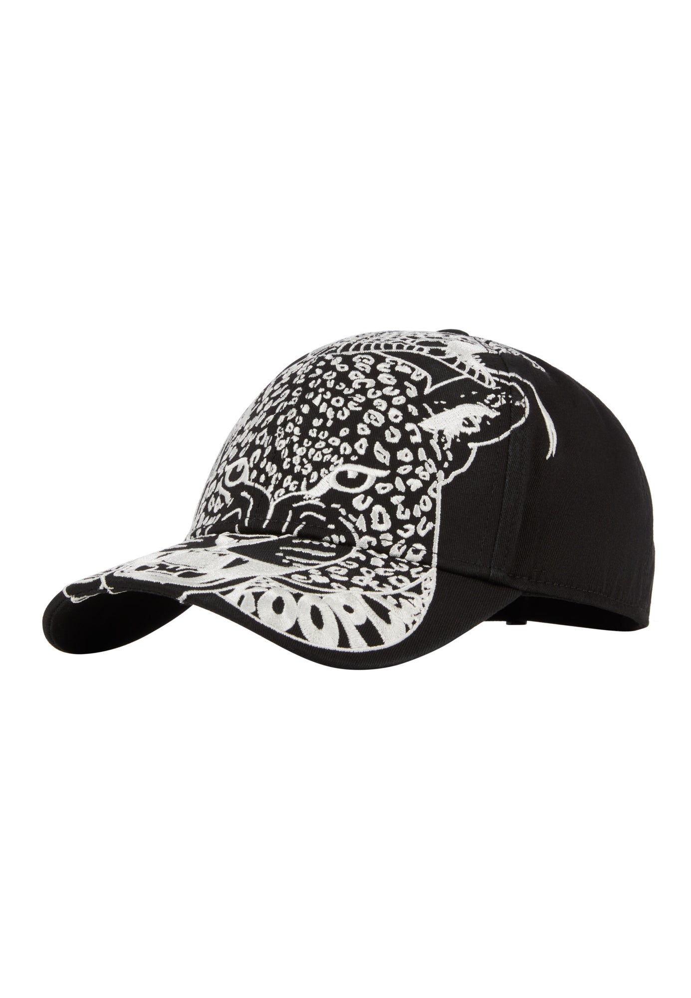 Cap With Snake Leopard Embroidery | Women | Black