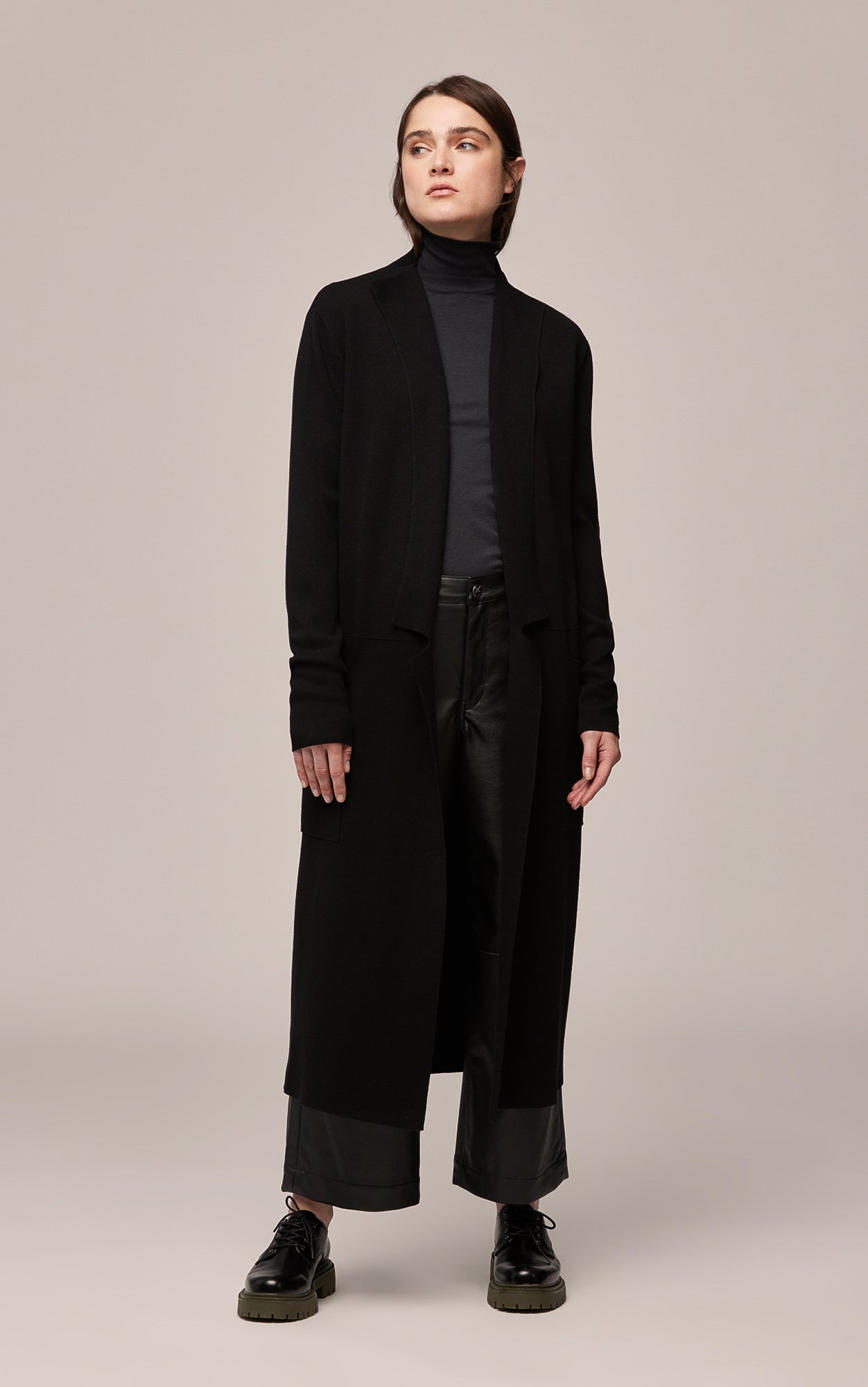 Annabella Straight-Fit Maxi-Length Sustainable Coatigan | Black