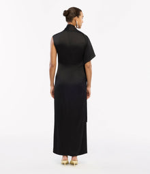 Another Tomorrow Scarf Dress in Black – Satin Women's Dress