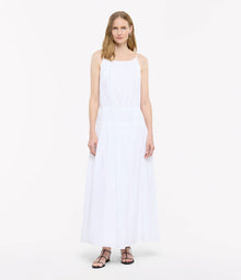 Another Tomorrow Gathered Scoop Back Dress in Off White – Cotton Women's Dress