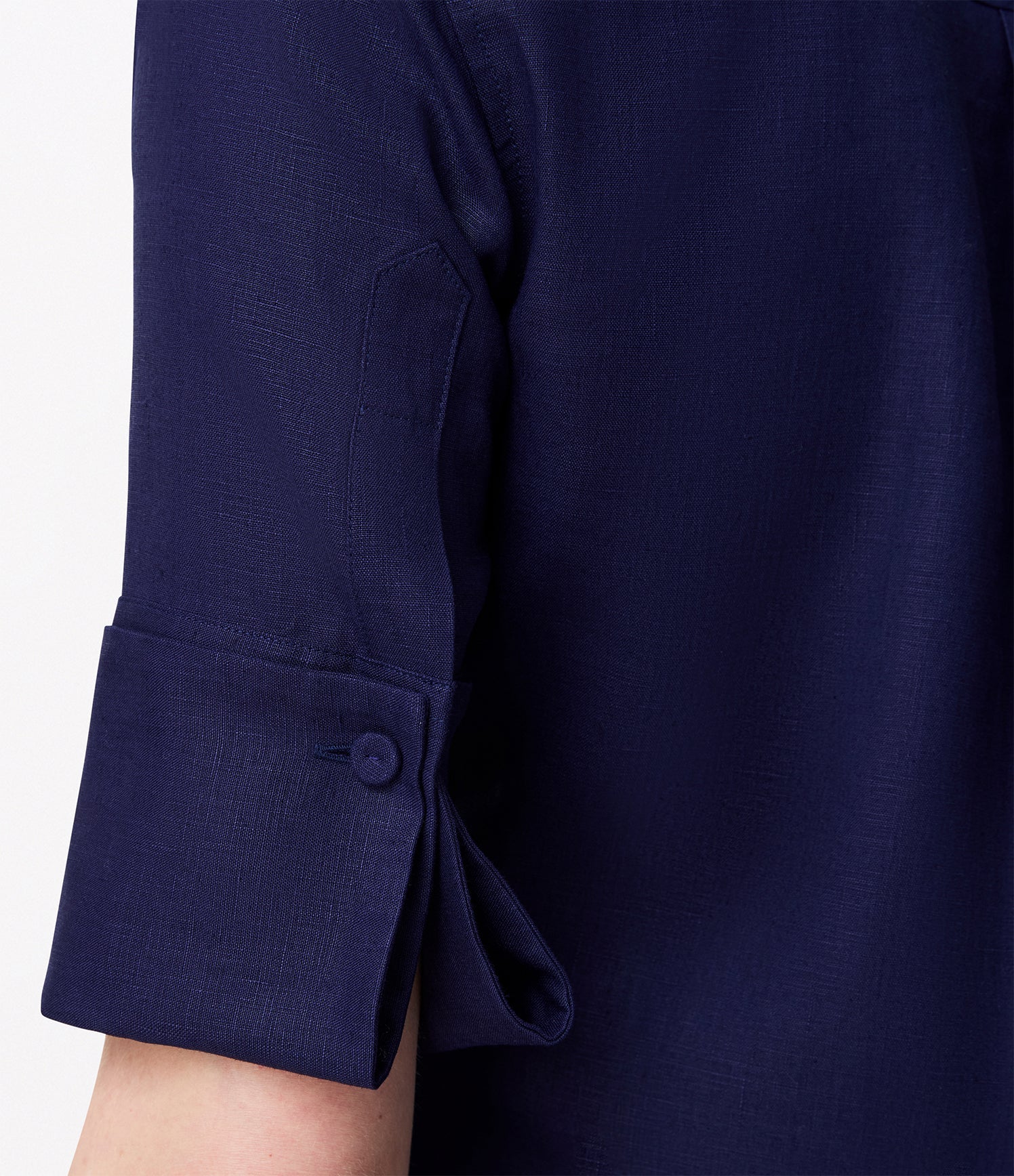 Another Tomorrow Linen French Cuff Blouse in Indigo – Linen Women's Top
