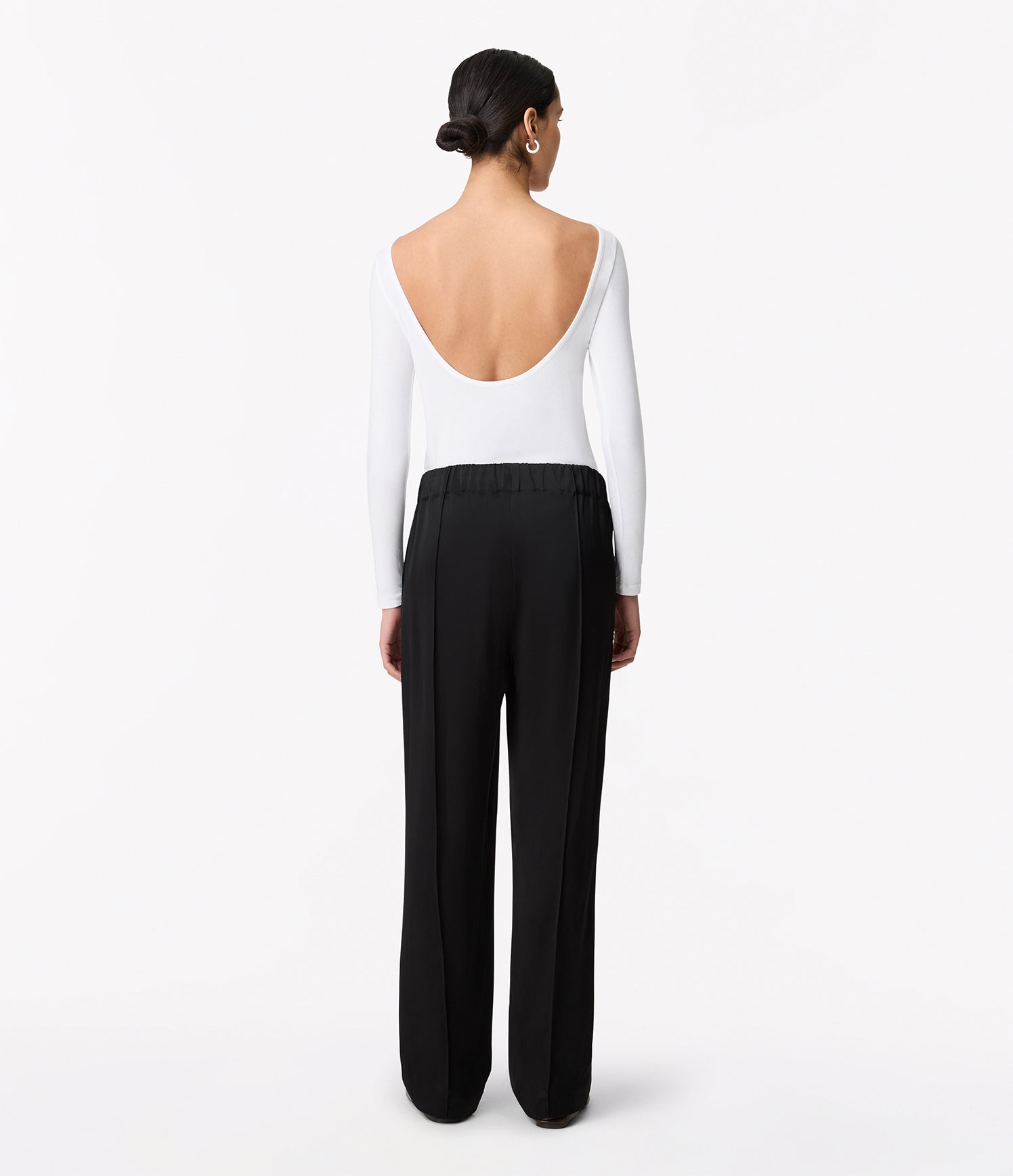 Another Tomorrow Satin Jogger in Black – Satin Women's Trousers