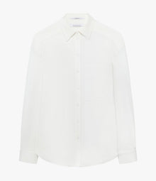 Another Tomorrow Pleat Back Hemp Shirt in Off White – Viscose Women's Top