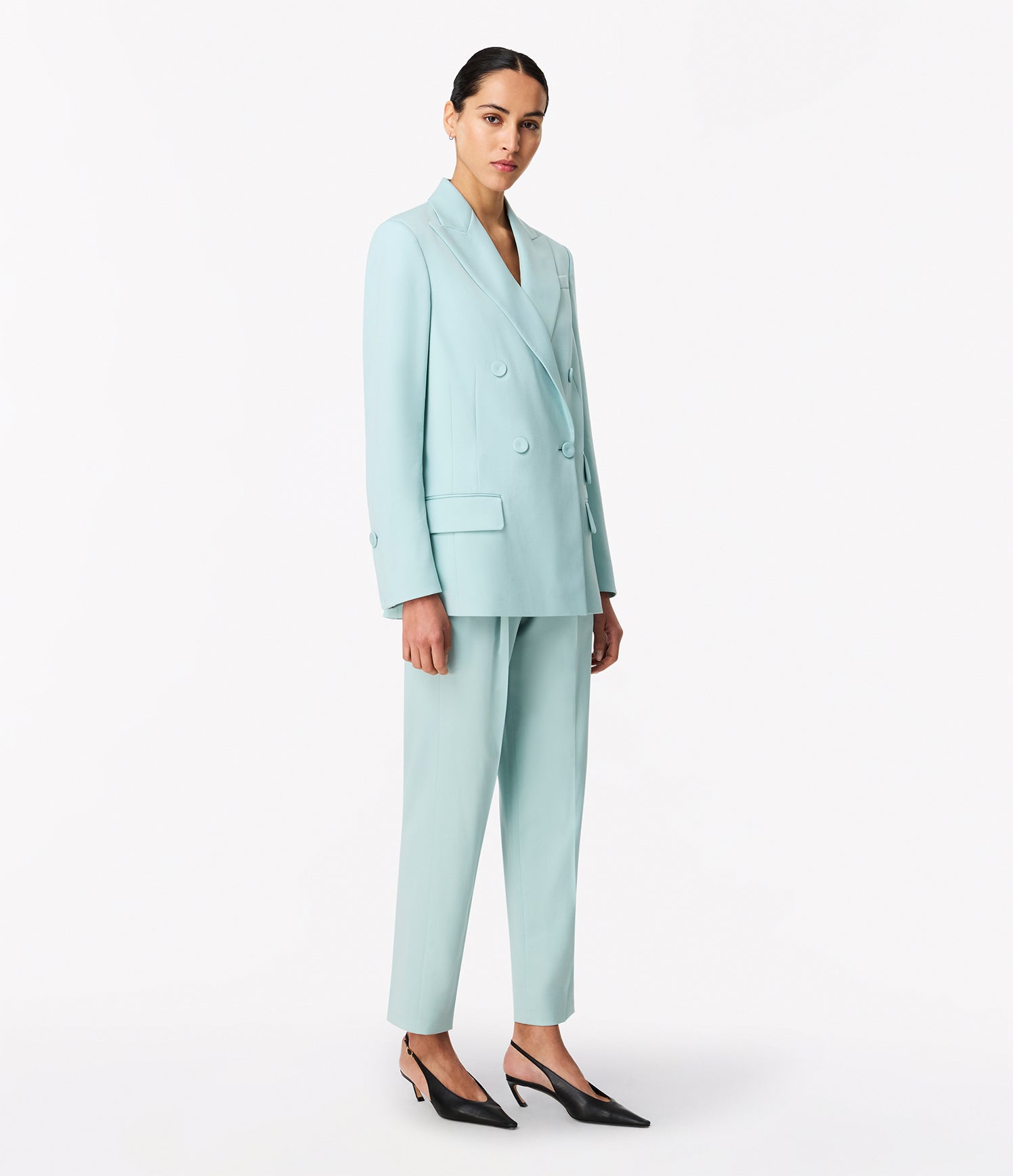 Another Tomorrow Oversized Double Breasted Jacket in Mist – Wool Women's Jacket