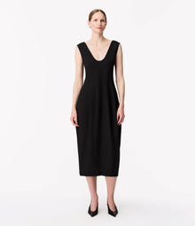 Another Tomorrow Seamed Dress in Black – Viscose Women's Dress
