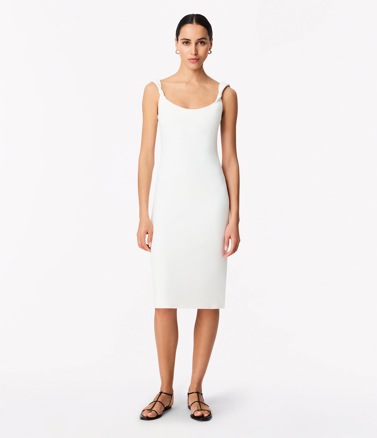 Another Tomorrow Twist Bias Dress in Off White – Crêpe Women's Dress