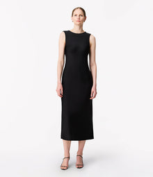 Another Tomorrow Cowl Back Dress in Black – Satin Women's Dress
