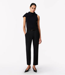 Another Tomorrow Cowl Neck Blouse in Black – Crêpe Women's Top