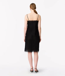 Another Tomorrow Silk Embroidered Dress in Black – Silk Women's Dress