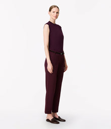 Another Tomorrow Peg Trouser in Plum – Wool Women's Trousers