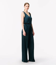 Another Tomorrow Satin Pleated Trouser in Juniper – Satin Women's Trousers