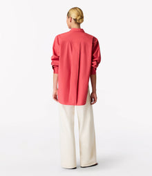 Another Tomorrow Pleat Back Poplin Shirt in Rhubarb – Cotton Women's Top