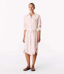 Another Tomorrow Pleat Back Shirt Dress in Quartz – Viscose Women's Dress